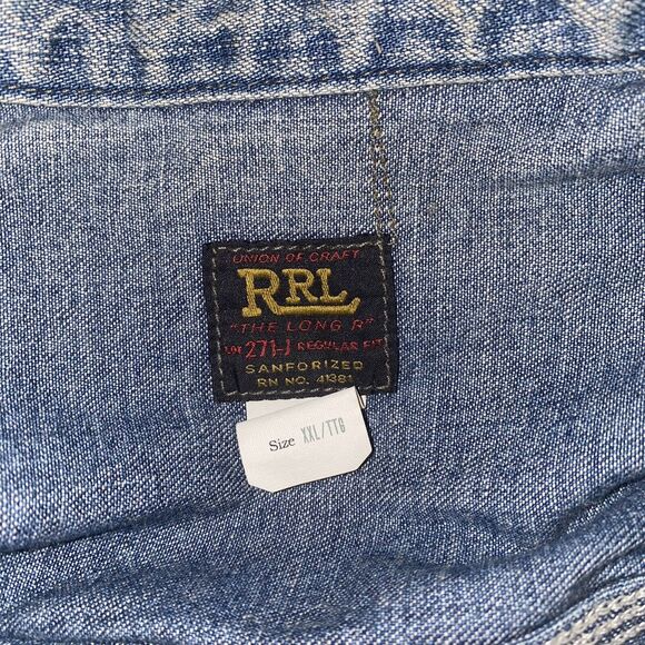 RRL‎ Double RL Ralph Lauren Type II MALVERNE Trucker Jacket Size 2XL Blue Long R - Picture 5 of 8